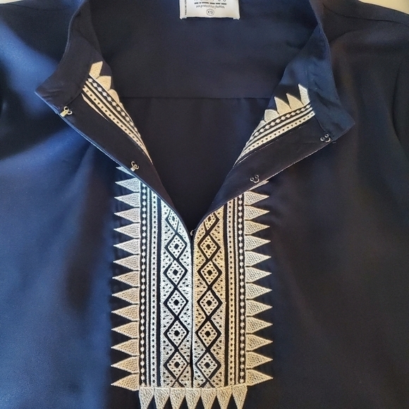 Mott 50 UPF Tunic XSmall Navy White Embroidery Swim Cover Up - Picture 7 of 9